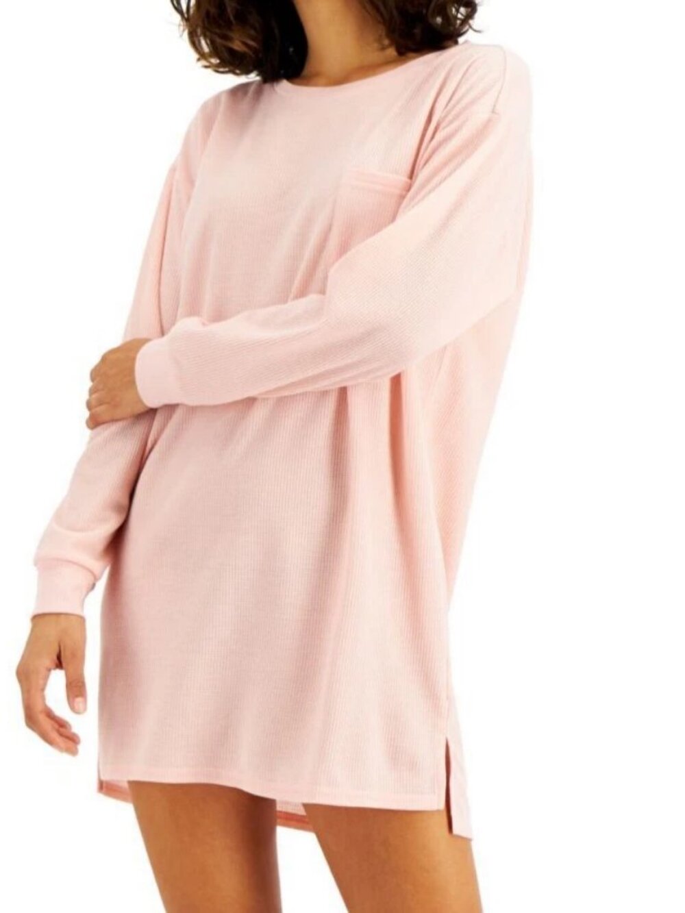 Jenni Intimates Women's Thermal Waffle-Knit Sleepshirt, Peachskin Pink, Small